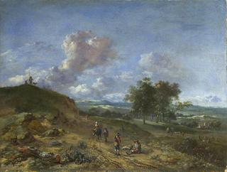 Landscape with a High Dune and Peasants on a Road