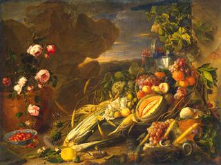 水果和一瓶花