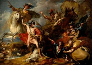 苏格兰的亚历山大三世被菲茨杰拉德上校的无畏从雄鹿的狂怒中拯救出来