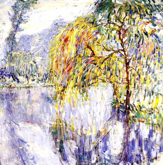 Pond with Willow Tree