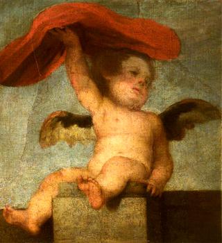 Putto-Angel Holding Something Red: A Fragment