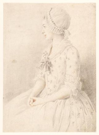 A Girl Seated, in a Flowered Dress