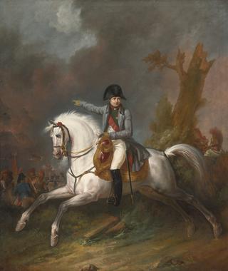 An Equestrian Portrait of Napoleon with a Battle Beyond
