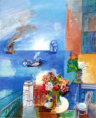 Terrace with Flowers at Villefranche-sur-Mer
