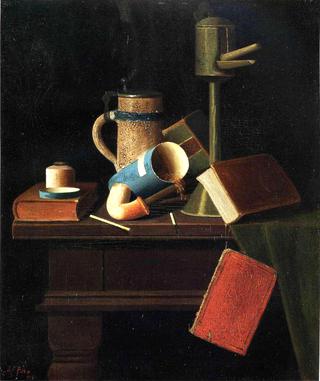 Still Life with Mug, Pipe and Books