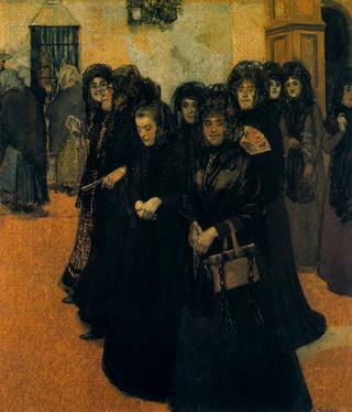 Group of Women Leaving the Church