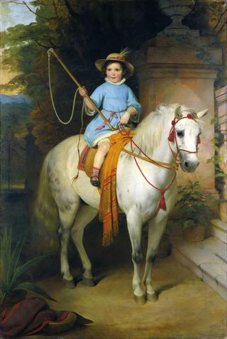 Portrait of the Future Prince Johann II von Liechtenstein on a White Pony