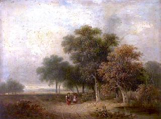 River Scene (Trees and Figures)