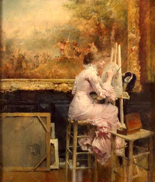 Young Watercolorist in the Louvre