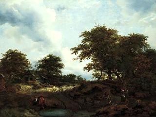 Woody Landscape with Pool and Figures