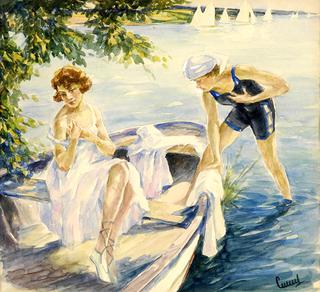 Two Bathers on the Lake