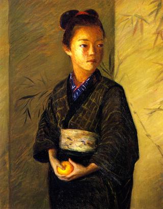 Portrait of a Young Girl with an Orange