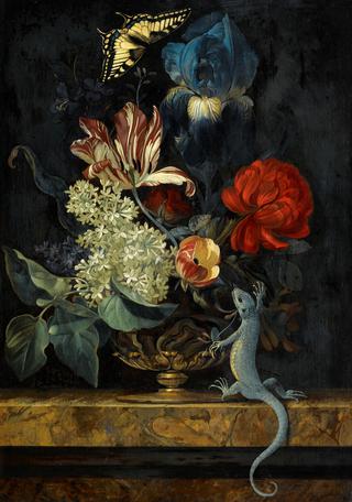 A Still Life with Tulips and other Flowers in a Vase