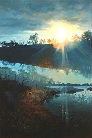 Georgica pond at sunset (Double Exposure Series)