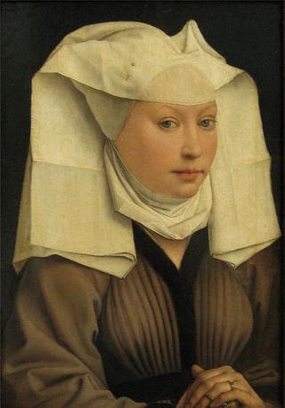 一位白色头饰的女士的肖像