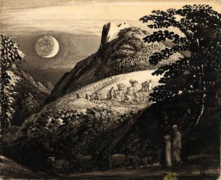 The Harvest Moon: Drawing for 'A Pastoral Scene'