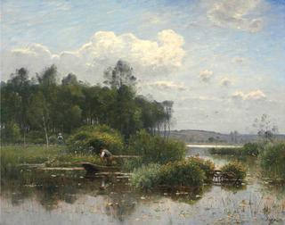 A Boatman in an Extensive River Landscape