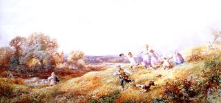 Children Running down a Hill