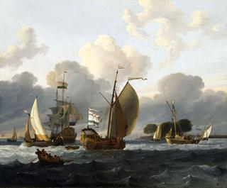 在港口乘风前进的荷兰游艇