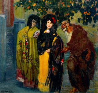 Two Ladies and a Beggar