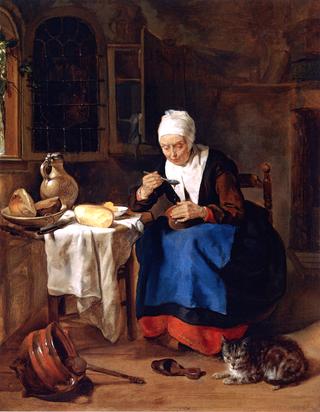 An Old Woman Eating Porridge