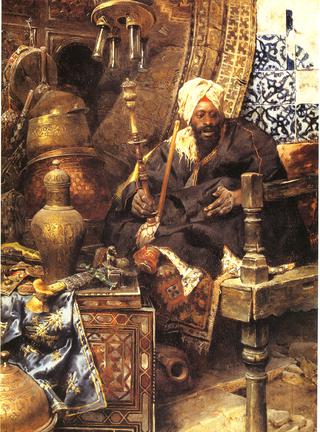 Arab Merchant Among His Antiques