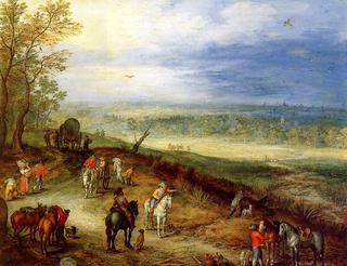 Extensive Landscape with Travellers on a Country Road
