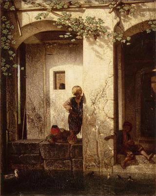 Young Turks Beside a Fountain