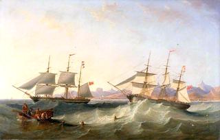 A Clipper and an East Indiaman Leaving Port