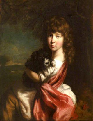 Portrait of a Young Girl with a Pet Dog