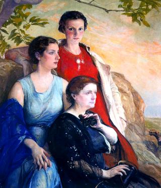 Retrato de la mujer del artista con sus hijas Carmen y Josefina