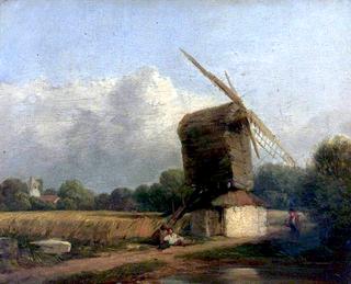Cornfield with a Windmill