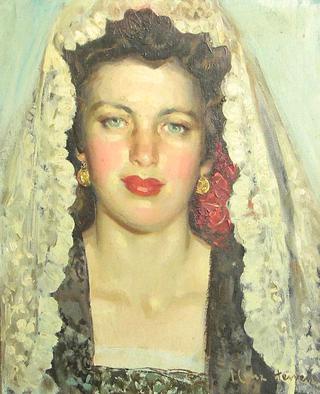 Portrait of a Young Woman in a Lace Mantilla