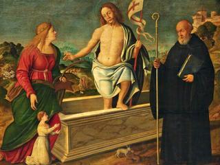 亚历山大的圣凯瑟琳、圣本笃和一位女性捐赠者的复活