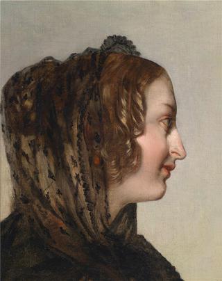 Female Head in Profile with Black Veil