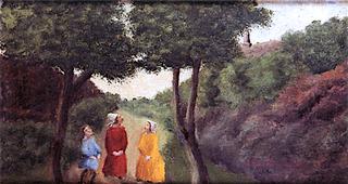 Three Figures on a Path between Two Trees