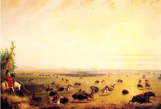 印第安人包围水牛