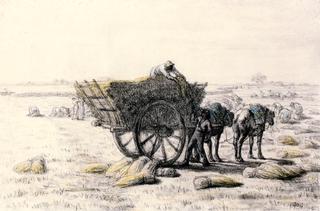 Peasant Loading Wheat in a Cart