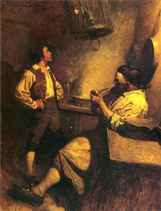 Jim Hawkins, Long John Silver and his Parrot