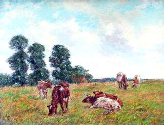 Meadow Scene with Cattle and Trees