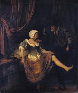 Scene in a Brothel with an Old Man Giving Money to a Girl