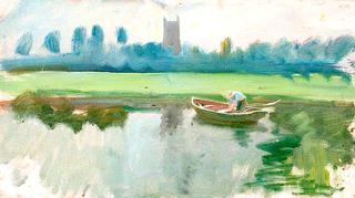 The Stour at Dedham, with a Man in a Boat
