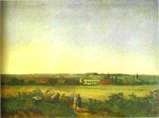 View in the Vicinity of Moscow with a Mansion and Two Female Figures