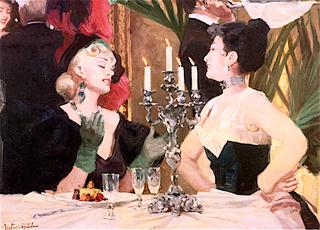 Two Young Women Dining