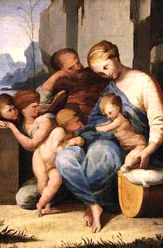 The Holy Family with the Infant Saint John the Baptist and Angels