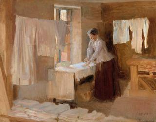 女熨衣工，洗衣工的习作