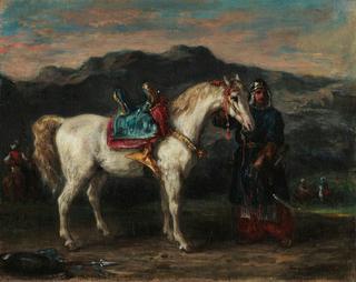 Circassian Holding a Horse by Its Bridle