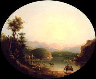 肖肖尼印第安人在山湖（弗里蒙特湖）