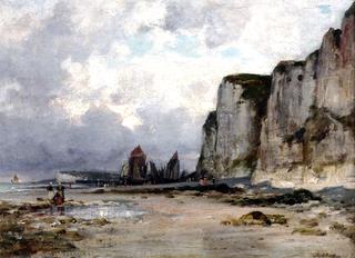 Departure of the Fishing Fleet at the Foot of the Cliffs of Étretat