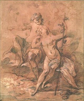 A Nymph Leaning on a Faun